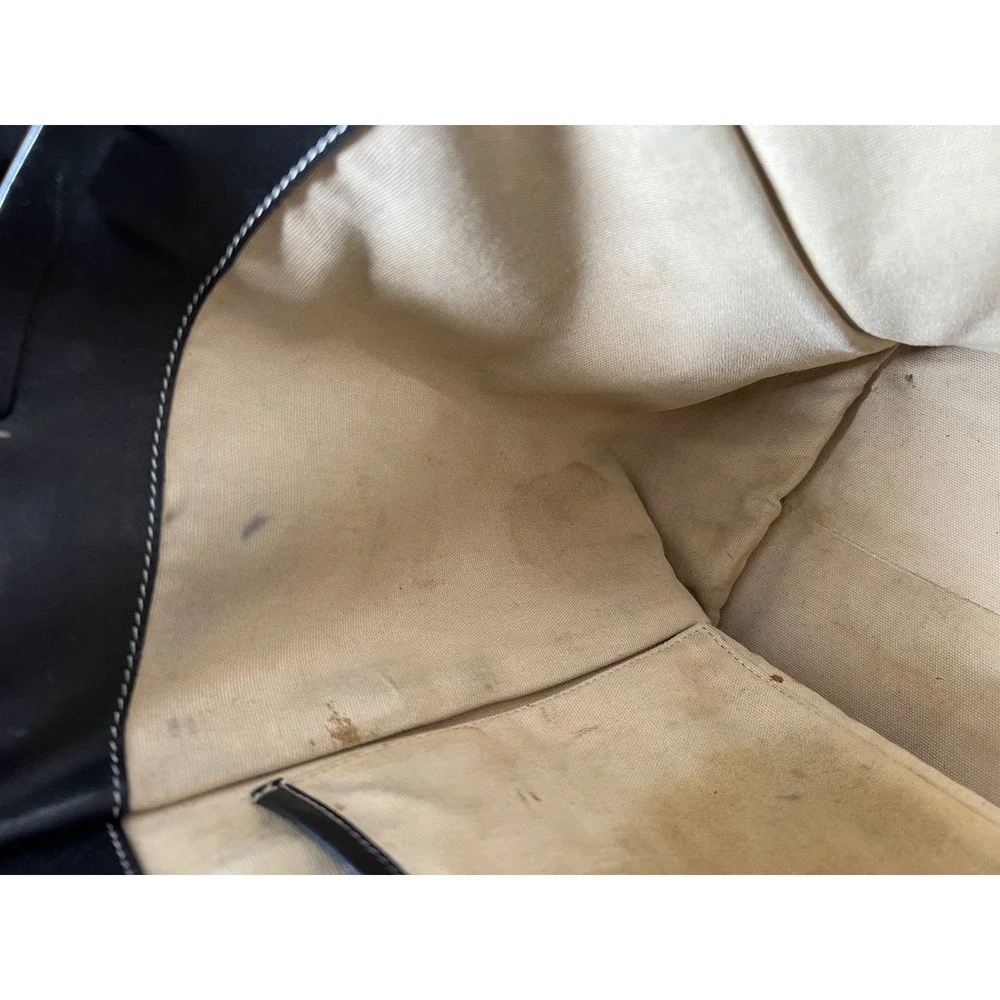 Vince Made in Italy Black Leather & Suede Structured Tote Shoulder Bag